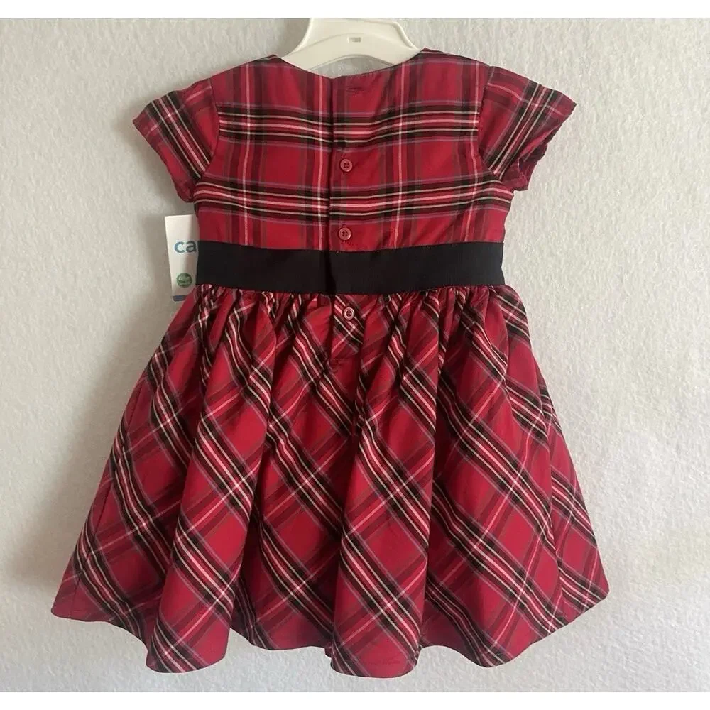Carter's Christmas Baby Girls 2-Pcs Red Plaid Dress Holiday Festive W/ Undies 3m